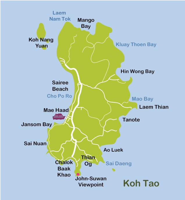 mapa de koh tao