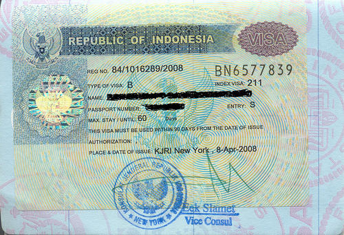 visado para viajar a Indonesia